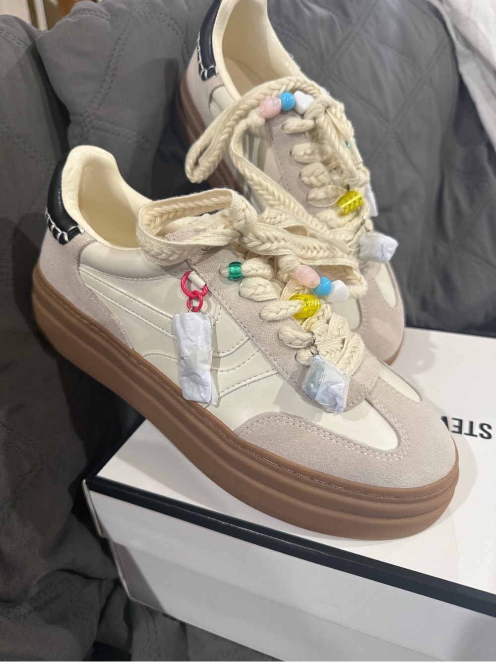 NIB Women's Dodge Charm Bone Multi Leather Platform Sneakers Size 9